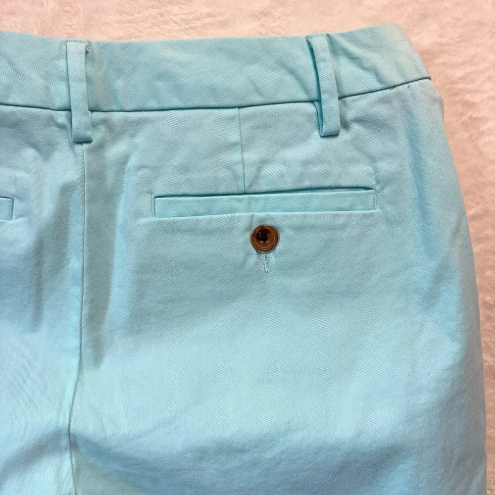 Lands End Shorts Women Sz 2 Seafoam‎ Blue Mid Rise Chino Straight Fit